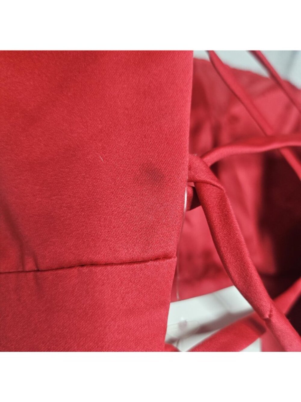 Vintage NOS Y2K Josh & Jazz Red Satin Prom Dress Jr 7/8 Rhinestone Corset Gown - Picture 13 of 13
